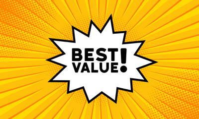 Speech bubble with Best value text. Boom retro comic style. Pop art style. Vector line icon for Business and Advertising