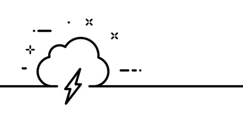 Cloud with lightning line icon. Thunderstorm, nature, sky, precipitation, cold, thunder. Weather concept. One line style. Vector line icon for Business and Advertising