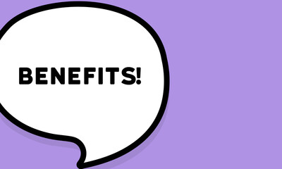 Speech bubble with Benefits text. Boom retro comic style. Pop art style. Vector line icon for Business and Advertising