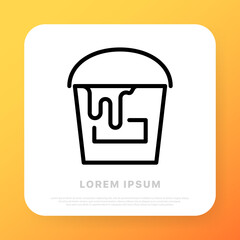 Paint bucket line icon. Repair, new, beautiful, wall, floor, color. Home repairs concept. Vector line icon for Business and Advertising