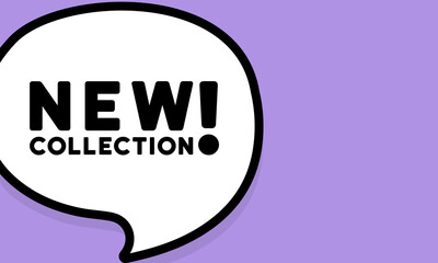 Speech bubble with New collection text. Boom retro comic style. Pop art style. Vector line icon for Business and Advertising