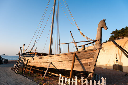Antique Phoenicia ship hippoi in Urla Liman Tepe maritime archeology excavation and research center.