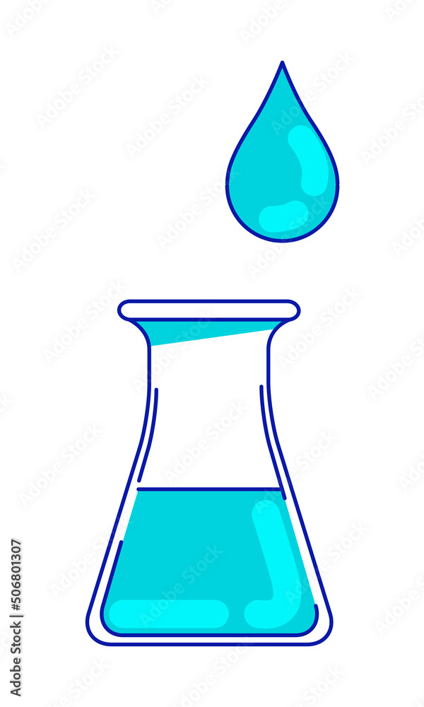 Poster laboratory conical flask semi flat color vector element. full sized object on white. lab glassware. 