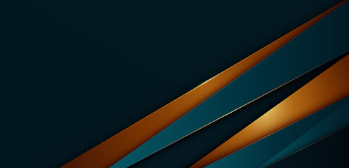 Abstract dark blue and gold triangles diagonal background with overlap layer. Modern luxury geometric triangle shapes banner template design. Luxury style. Vector illustration