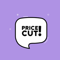 Speech bubble with Price cut text. Boom retro comic style. Pop art style. Vector line icon for Business and Advertising