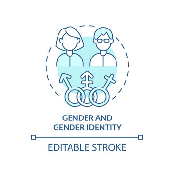 Gender and gender identity turquoise concept icon. Diversity type abstract idea thin line illustration. Achieve equality. Isolated outline drawing. Editable stroke. Arial, Myriad Pro-Bold fonts used