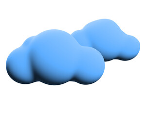 3D stylized clouds isolated on a white background. Weather forecast concept. 3D rendering
