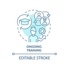 Ongoing training turquoise concept icon. Advantage of inclusive classrooms abstract idea thin line illustration. Isolated outline drawing. Editable stroke. Arial, Myriad Pro-Bold fonts used