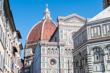 views of santa maria del fiore cathedral in florence, italy	