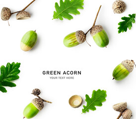 Oak leaves and acorns creative layout.