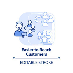 Easier to reach customers light blue concept icon. Digital first mindset is essential abstract idea thin line illustration. Isolated outline drawing. Editable stroke. Arial, Myriad Pro-Bold fonts used