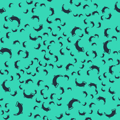 Black Hunting horn icon isolated seamless pattern on green background. Vector