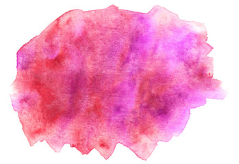 Fototapeta premium Abstract red blue watercolor splash texture isolated on white background. Bright red blue mix paint stain drops. Abstract illustration, banner, poster for text, decoration element