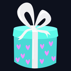Blue gift box with heart