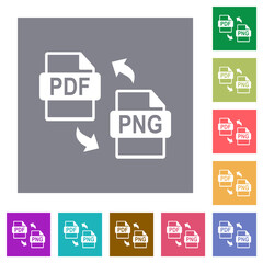 PDF PNG file conversion square flat icons