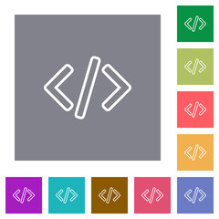 Script code square flat icons