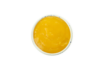 Concept of tasty food, lemon curd isolated on white background