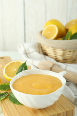 Concept of tasty food with lemon curd