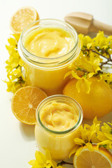 Concept of tasty food with lemon curd