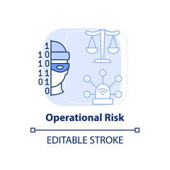 Operational risk light blue concept icon. Risk category abstract idea thin line illustration. Vulnerabilities. Isolated outline drawing. Editable stroke. Arial, Myriad Pro-Bold fonts used