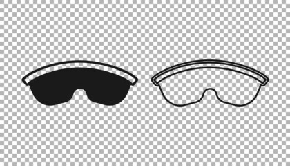 Black Safety goggle glasses icon isolated on transparent background. Vector