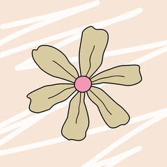 1970 good vibes. Hippie poster with daisy flower. Vector illustration.