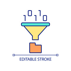 Data archiving RGB color icon. Exploring large database. Computing processes. Big data processing. Isolated vector illustration. Simple filled line drawing. Editable stroke. Arial font used