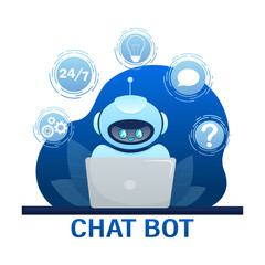 Flat chat bot for web design. Flat isometric vector illustration. Artificial intelligence