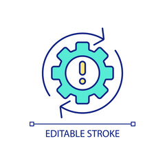 Fototapeta premium Operational failure RGB color icon. Manufacturing errors. Reduced productivity. Poor management. Isolated vector illustration. Simple filled line drawing. Editable stroke. Arial font used