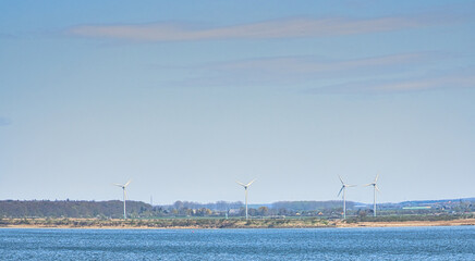 offshore wind turbine, green energy of the future. Renewable power supply. Energy