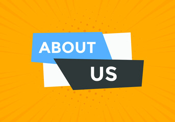 About us button. About us text template for website. About us icon flat style
