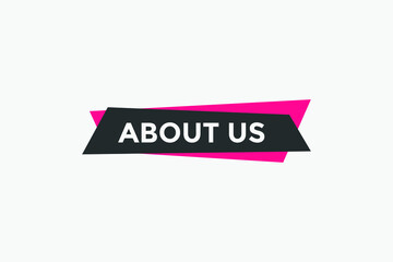 About us button. About us text template for website. About us icon flat style
