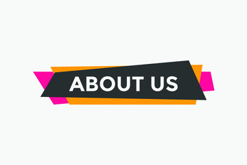 About us button. About us text template for website. About us icon flat style
