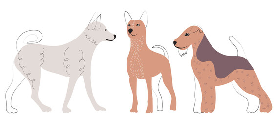 doodle dogs, cartoon cute dog, isolated, isolated