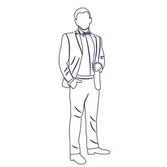 male businessman sketch, outline, isolated, vector