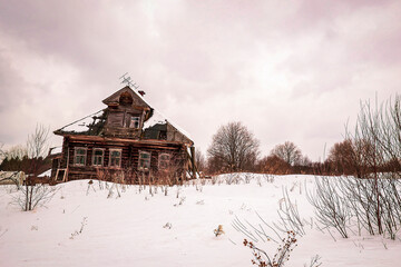 abandoned old wooden house