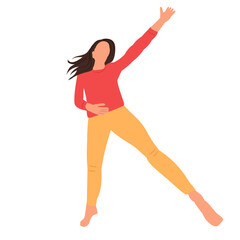 woman jumping in flat design isolated