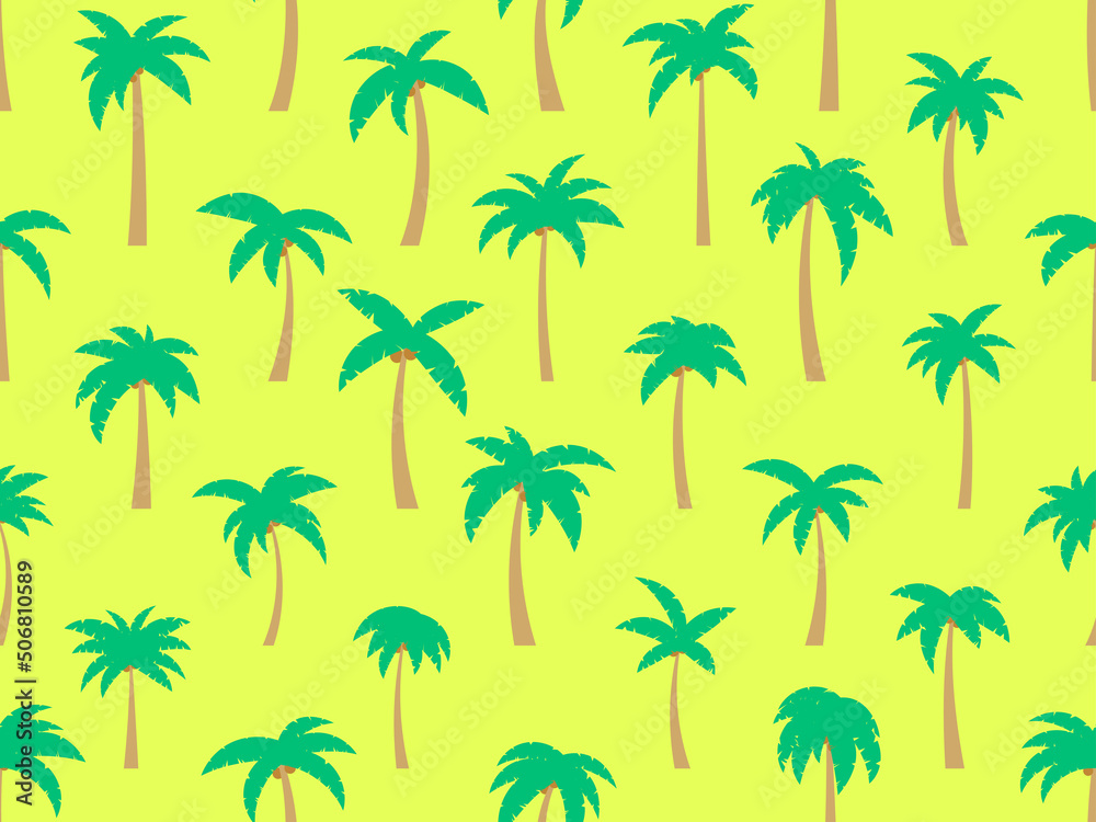 Wall mural palm trees with coconuts seamless pattern. summer time, wallpaper with tropical pattern. design for 