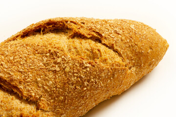one loaf of bread close-up on a white background