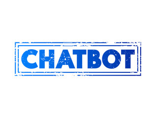 Chatbot - software application used to conduct an on-line chat conversation via text and simulates human-like conversations, text concept stamp