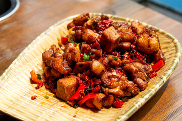 A classic dry fragrant and delicious Sichuan dish, spicy chicken