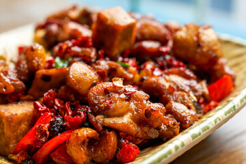 A classic dry fragrant and delicious Sichuan dish, spicy chicken
