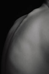 Back curve line. Detailed texture of human female skin. Close up part of woman's body. Skincare, bodycare, healthcare, hygiene and medicine concept.