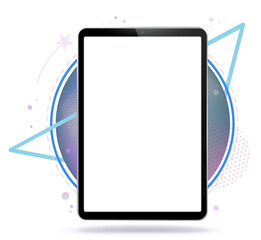 Tablet Computer Vector Mockup Illustration With Geometric Abstract Background. 