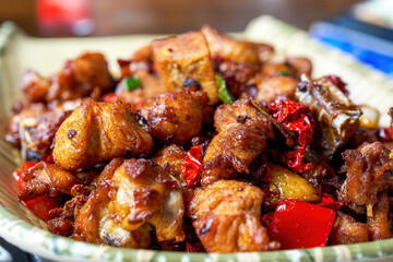 A classic dry fragrant and delicious Sichuan dish, spicy chicken