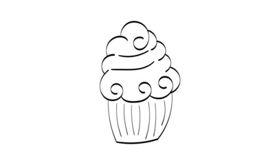 Birthday Cupcake Outline. Easy to print food coloring page. 