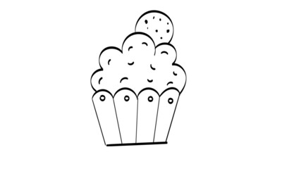 Birthday Cupcake Outline. Easy to print food coloring page. 