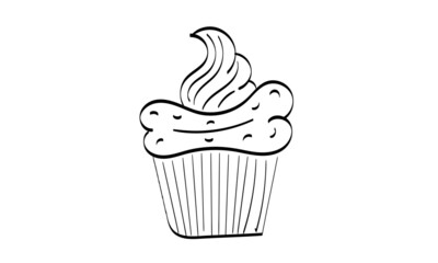 Birthday Cupcake Outline. Easy to print food coloring page. 