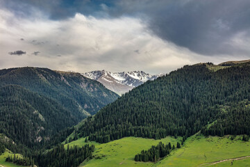 landscape with mountains and clouds