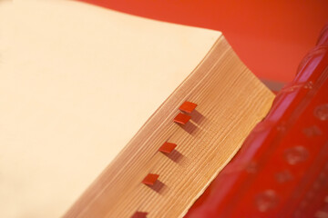 Open old book with blank empty sheet